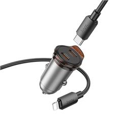 ŁADOWARKA SAMOCHODOWA HOCO NZ16B 2 X USB-C QC PD 45W   KABEL TYP C - LIGHTNING szara
6942007644785-111380