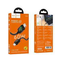 KABEL USB TYP C / TYP C HOCO U146 z LCD 60W 3A 1,2m czarny-112436