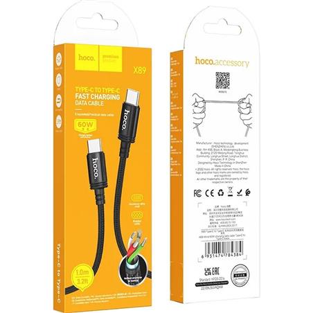 KABEL USB TYP C / TYP C HOCO X89 60W 3A 1m czarny-112438