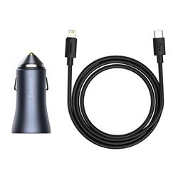ŁADOWARKA SAMOCHODOWA BASEUS GOLDEN CONTACTOR 1XUSB-C   1XUSB   KABEL TYP C / LIGHTNING 40W szara 
6953156207639 w
BRA012939-1