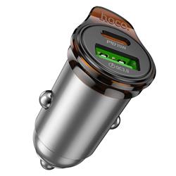 ŁADOWARKA SAMOCHODOWA HOCO NZ16A 1 X USB-A   1 X USB-C QC3.0 PD 43W   KABEL TYP C - TYP C szara
-112999