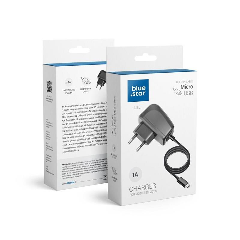 ŁADOWARKA SIECIOWA BLUESTAR MICRO USB 1A Z KABLEM LITE-113557
