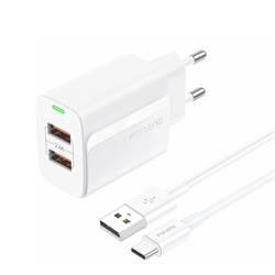 ŁADOWARKA SIECIOWA FONENG EU63 2XUSB   KABEL TYP C 12W biała
-114977