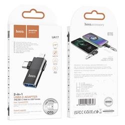 ADAPTER HOCO 2W1 OTG USB-C / LIGHTNING DO USB-A UA17 czarny -115237