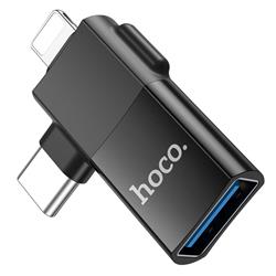 ADAPTER HOCO 2W1 OTG USB-C / LIGHTNING DO USB-A UA17 czarny -115238