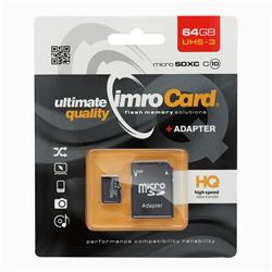 KARTA MICRO SD IMRO 64GB CLASS 10 USH-3 100MB/s   ADAPTER-115583
