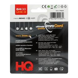 KARTA MICRO SD IMRO 64GB CLASS 10 USH-3 100MB/s   ADAPTER-115582