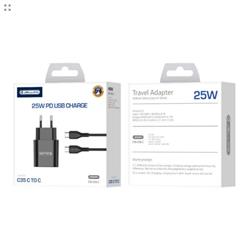 ŁADOWARKA SIECIOWA JELLICO C35 25W 1 X USB-C   KABEL TYP C - TYP C czarna-115971