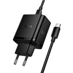 ŁADOWARKA SIECIOWA HOCO N75 65W 2 X USB-C   USB-A   KABEL TYP C / TYP C czarna 
6942007673846-116881