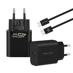 ŁADOWARKA SIECIOWA BLAVEC BC-7 GaN4 TYP C 45W 3A   KABEL TYP C / TYP C czarna 
(TCBC7G4-CB453A CC)-117603